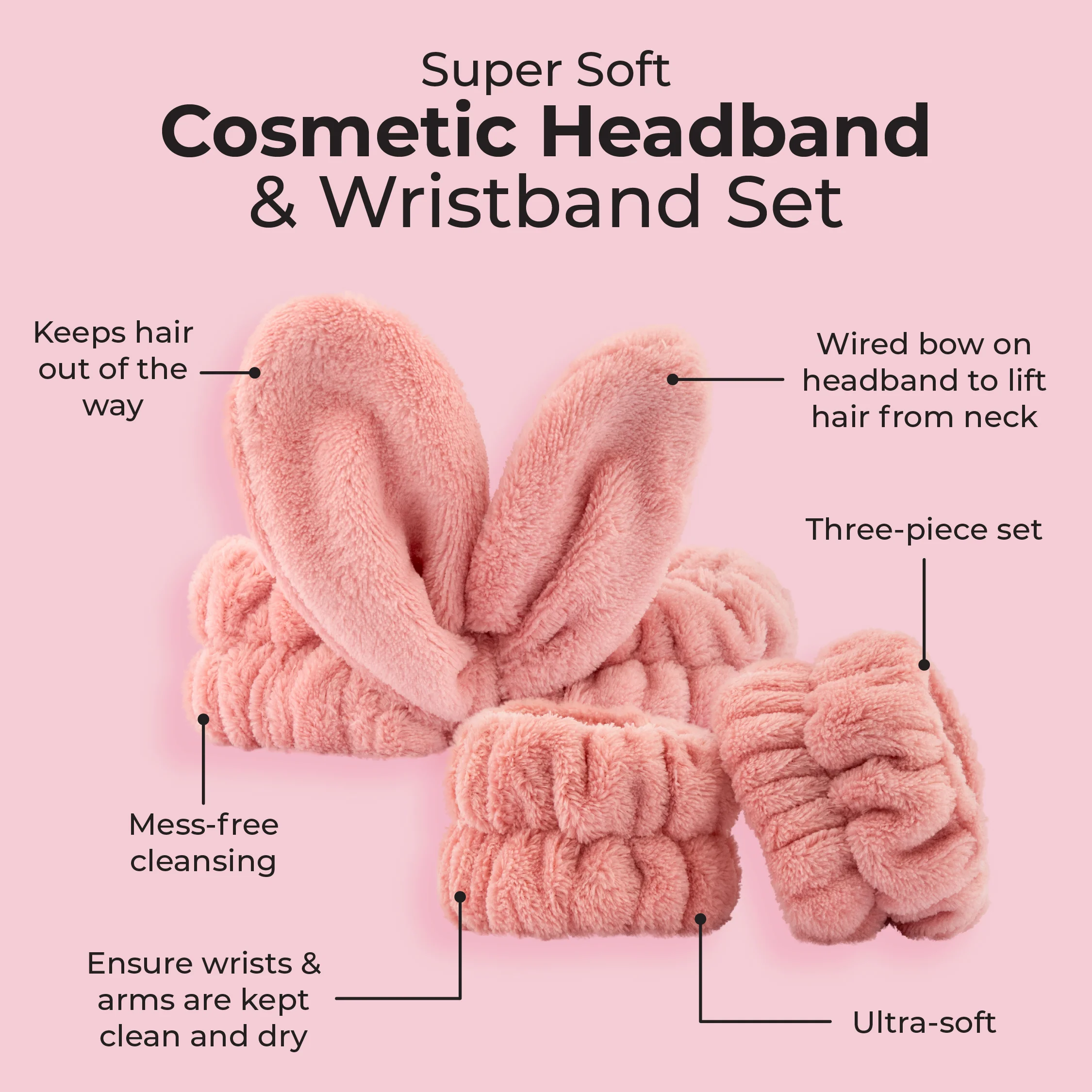 Super Soft Cosmetic Headband & Wristband Set - Image 4